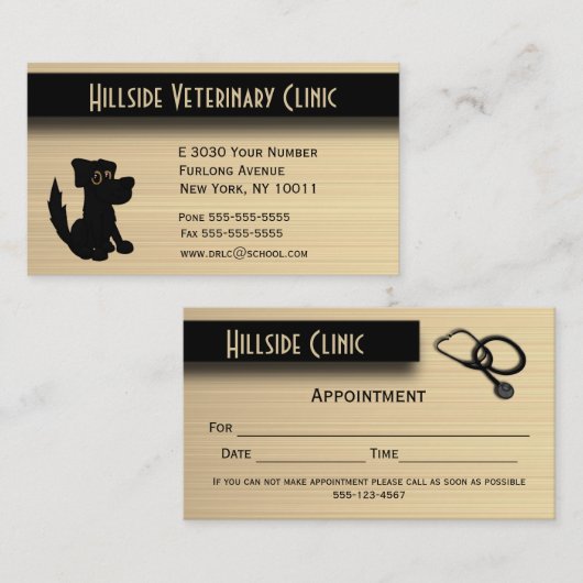 Veterinary Clinic w Appointment Area on back Afsprakenkaartje (Voorkant / Achterkant)