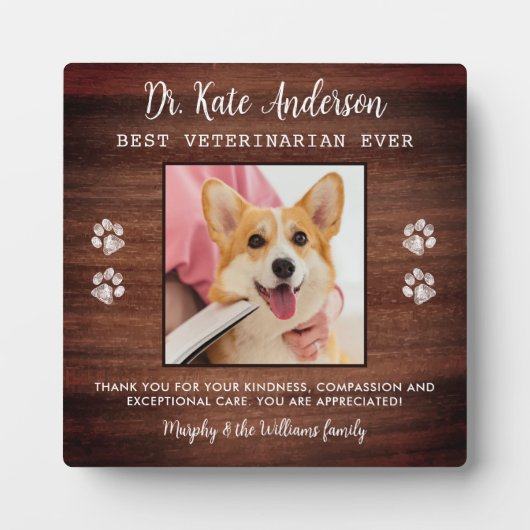 Veterinary Custom Pet Dog Photo Vet Tech Hartelijk Fotoplaat (Voorkant)
