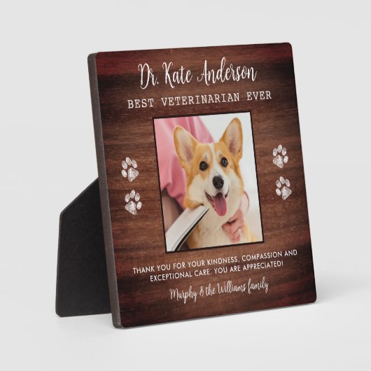 Veterinary Custom Pet Dog Photo Vet Tech Hartelijk Fotoplaat (Voorkant)