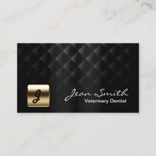 Veterinary Dentist Vet Luxury Black Gold Monogram Visitekaartje