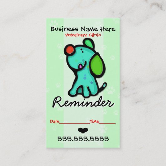 Veterinary.Grooming.Clinic.Afspraak herinnering Afsprakenkaartje (Voorkant)