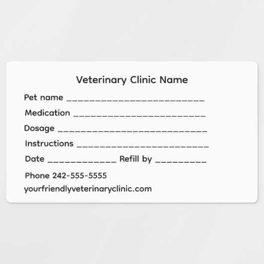 Veterinary Medication Label – Large & Waterproof (Design 2)