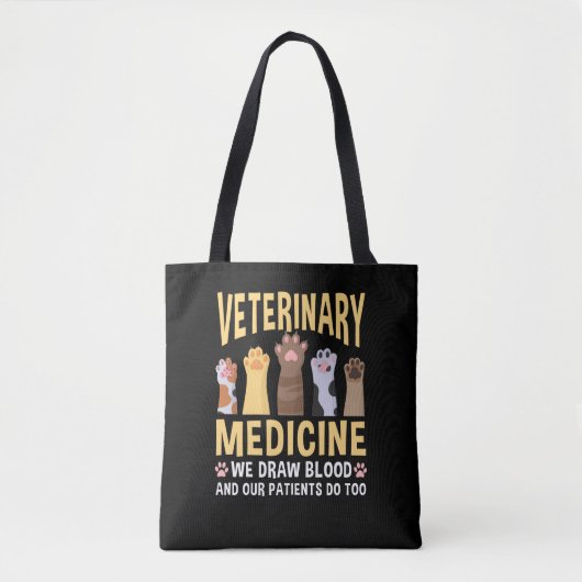 Veterinary Medicinal Animal Cat Paws Veterinarian Tote Bag (Voorkant)