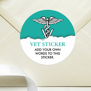 Veterinary Medicine Caduceus Symbool Custom Text Ronde Sticker