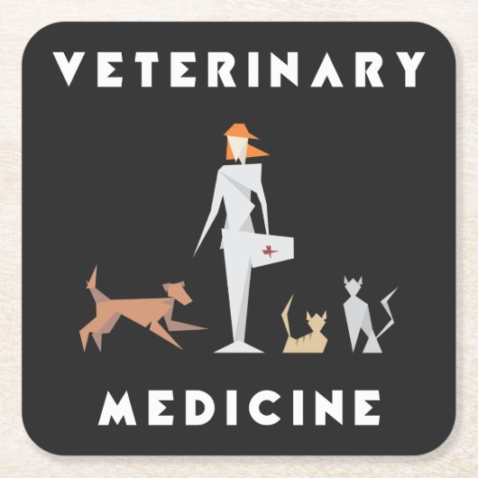 Veterinary Medicine Geometric Woman Kartonnen Onderzetters (Voorkant)