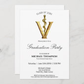 Veterinary Medicine Gold Vet Afstuderen Invitation Kaart (Voorkant / Achterkant)