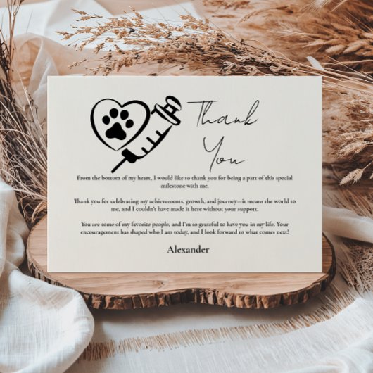 Veterinary Medicine Paw Graduation Party Bedankkaart