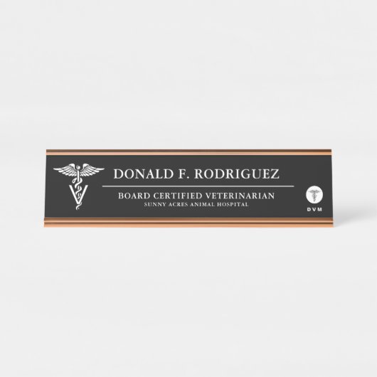 Veterinary Medicine Personalized Black Bureau Naambordje (Voorkant)