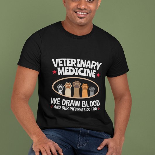 Veterinary Medicine we trekken bloed Funny Vet Tec T-shirt