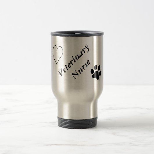 Veterinary Nurse-Black Paw Print and Heart Reisbeker (Center)