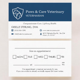 Veterinary Office Pet Visit Reminder Appointment Visitekaartje