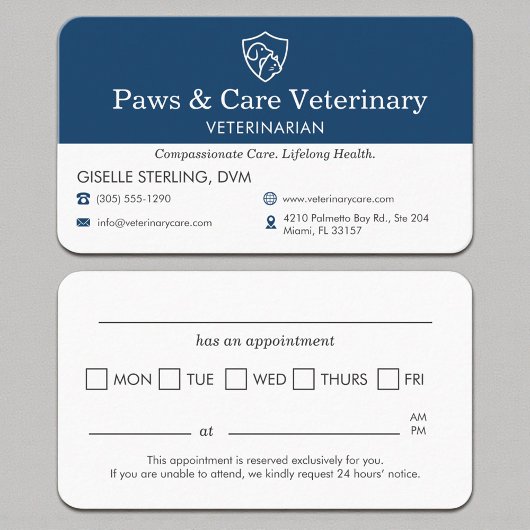 Veterinary Office Pet Visit Reminder Visitekaartje