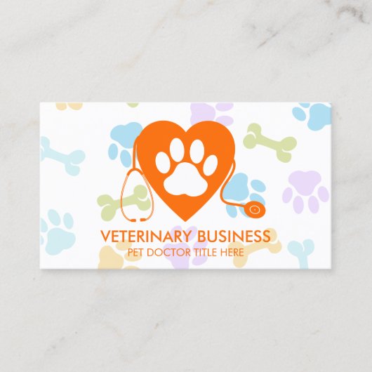 Veterinary Paw Pet Doctor Clinic Visitekaartje (Voorkant)