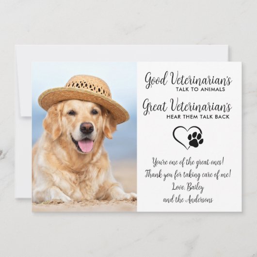 Veterinary Personalized Dog Pet Photo Veterinarian Bedankkaart (Voorkant)