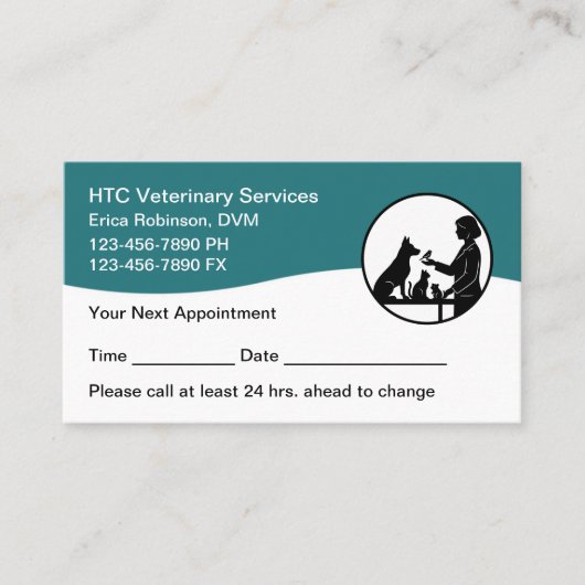 Veterinary Pet Care Appointment Cards Reminder Afsprakenkaartje (Voorkant)