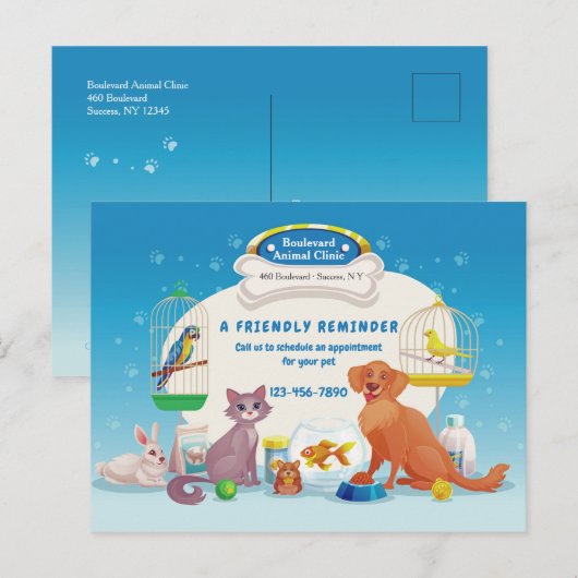 Veterinary Post Cards Aankondigingskaart (Voorkant / Achterkant)
