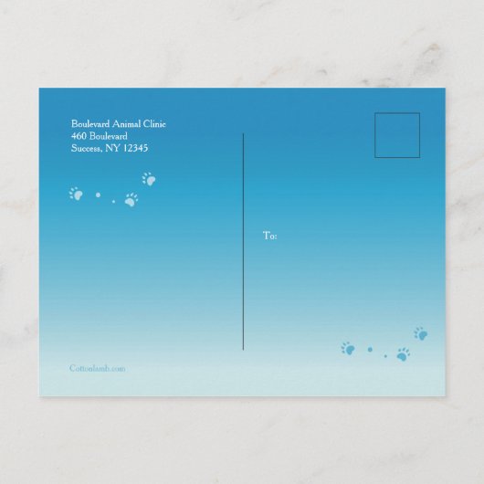 Veterinary Post Cards Aankondigingskaart (Achterkant)