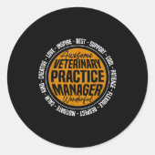 Veterinary Practice Manager Funny Vet Tech Week Ronde Sticker (Voorkant)