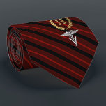 Veterinary Professional Framed Monogram Red Stropdas<br><div class="desc">Een gepersonaliseerd rood stropdas met strippen,  op maat gemaakt voor dierenartsen,  met de voor- of achternaam van het monogram in een nepgoudbrij.</div>