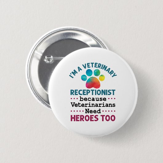 Veterinary Receptionist Cute Appreciation Paw Ronde Button 5,7 Cm (Voorkant /achterkant)