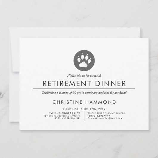 Veterinary Retirement Dinner | Minimale incasso vo Kaart (Voorkant)