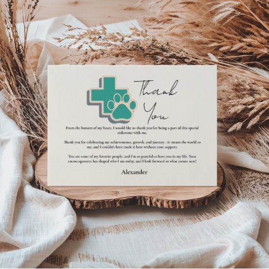 Veterinary School Paw Graduation Party Bedankkaart