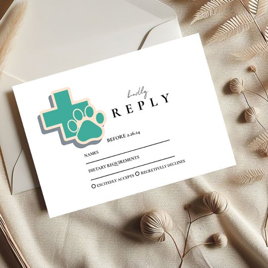 Veterinary School Paw Graduation Party RSVP Kaartje