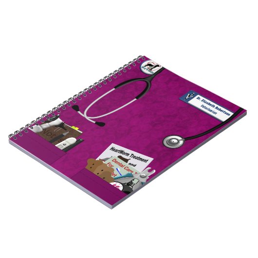 Veterinary Scrubs & Pockets Design Fushia Notitieboek (Linkerzijde)