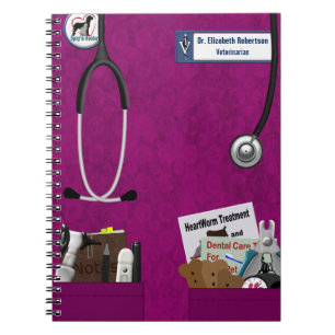 Veterinary Scrubs & Pockets Design Fushia Notitieboek