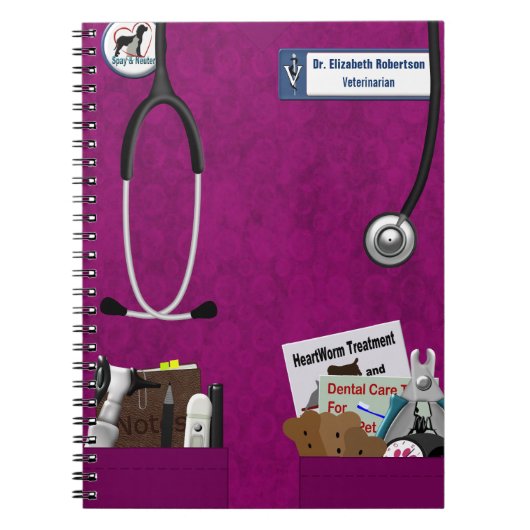 Veterinary Scrubs & Pockets Design Fushia Notitieboek (Voorkant)