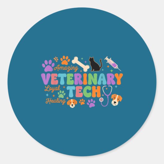 Veterinary Technician - Vet Tech Veterinarian Appr Ronde Sticker (Voorkant)