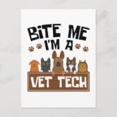 Veterinary Technicier Bite me Ik ben een Vet Tech Briefkaart (Voorkant)