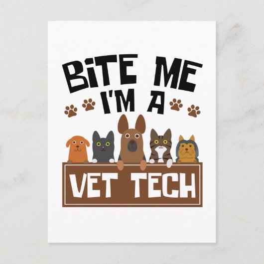 Veterinary Technicier Bite me Ik ben een Vet Tech Briefkaart (Voorkant)