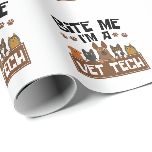 Veterinary Technicier Bite me Ik ben een Vet Tech Cadeaupapier (Rol Hoek)