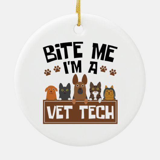 Veterinary Technicier Bite me Ik ben een Vet Tech Keramisch Ornament (Achterkant)