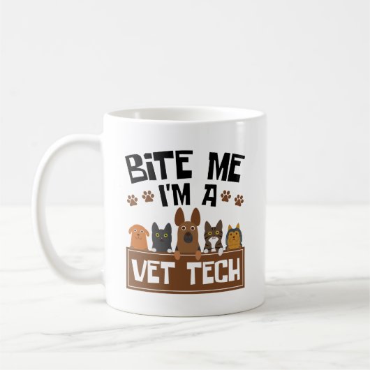 Veterinary Technicier Bite me Ik ben een Vet Tech Koffiemok (Links)