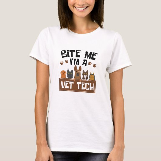 Veterinary Technicier Bite me Ik ben een Vet Tech T-shirt (Voorkant)