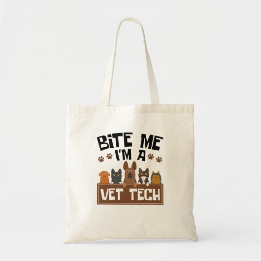 Veterinary Technicier Bite me Ik ben een Vet Tech Tote Bag (Voorkant)