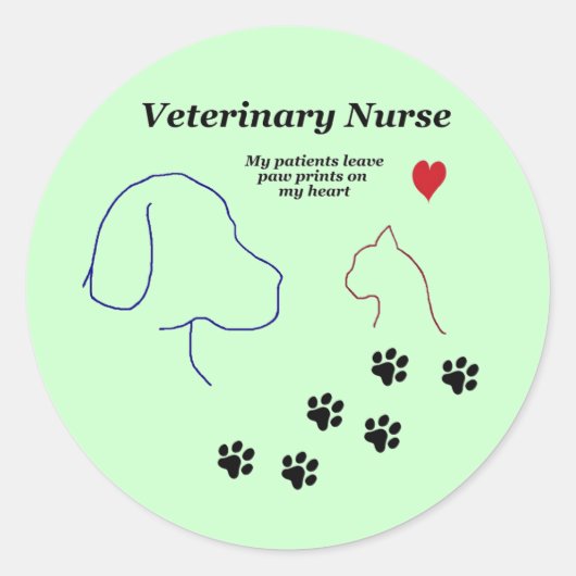 Veterinary verpleegkundigen-verf afdrukken op mijn ronde sticker (Voorkant)