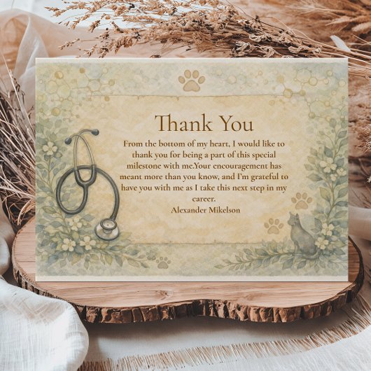 Veterinary White Coat Graduation Party Bedankkaart