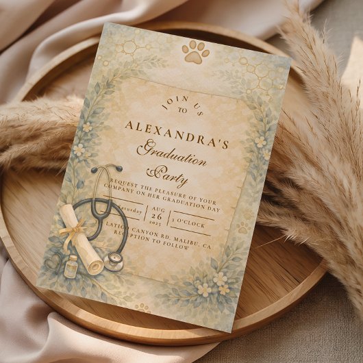 Veterinary White Coat Graduation Party Kaart