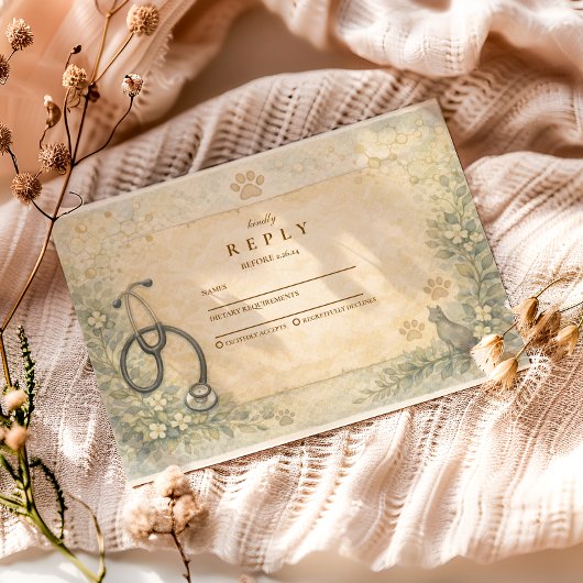 Veterinary White Coat Graduation Party RSVP Kaartje