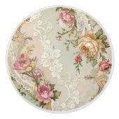 veters en Rozen Keramische Knop (Voorkant)