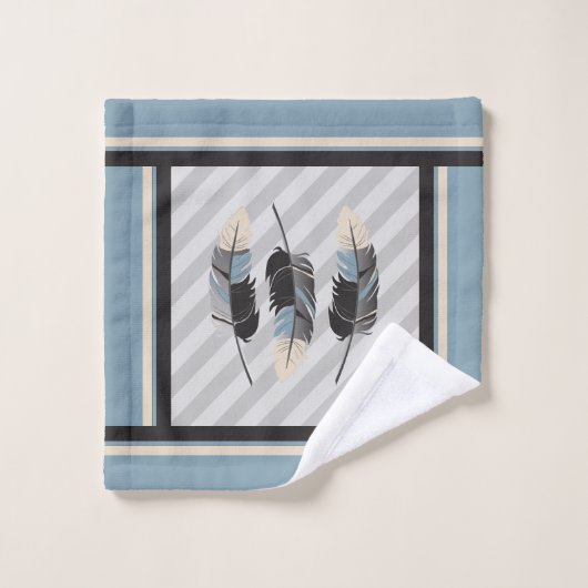 Veters in Cream, Grey en Blue Bad Handdoek (Wasdoekje)