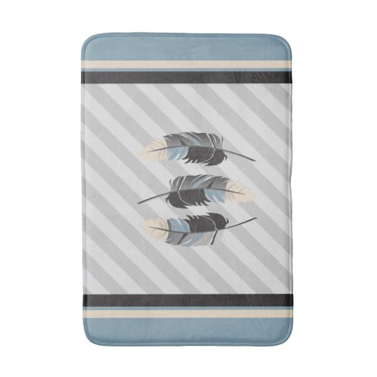 Veters in Cream, Grey en Blue Badmat (Voorkant Verticaal)