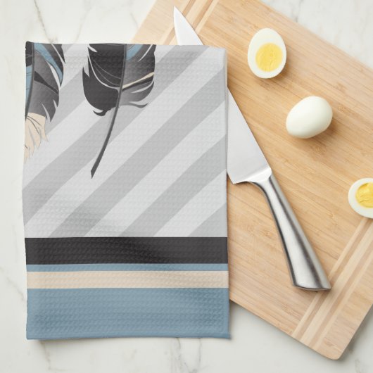 Veters in Cream, Grey en Blue Theedoek (Quarter Fold)