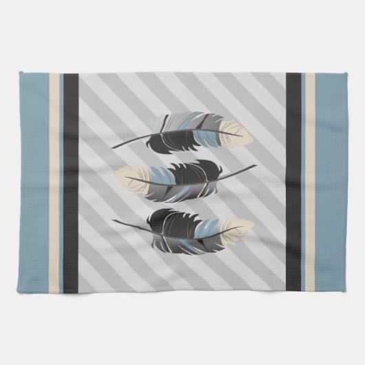 Veters in Cream, Grey en Blue Theedoek (Horizontaal)