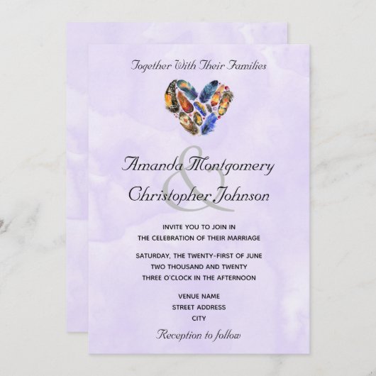 Veters in een hartvorm bruiloft kaart (Voorkant / Achterkant)