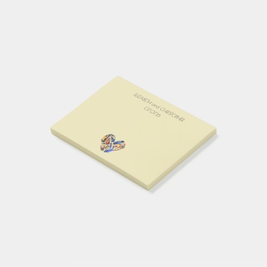 Veters in een hartvorm, gepersonaliseerd huwelijk post-it® notes (Schuin)