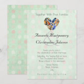 Veters in een hartvorm mint groen huwelijk kaart (Voorkant / Achterkant)